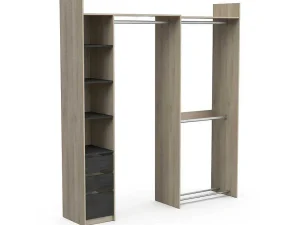 Discount Moduleerbare Kleerkast Hoek Of Recht - L200 Cm - Kleur: Naturel En Zwart - Emilyo Kledingkast