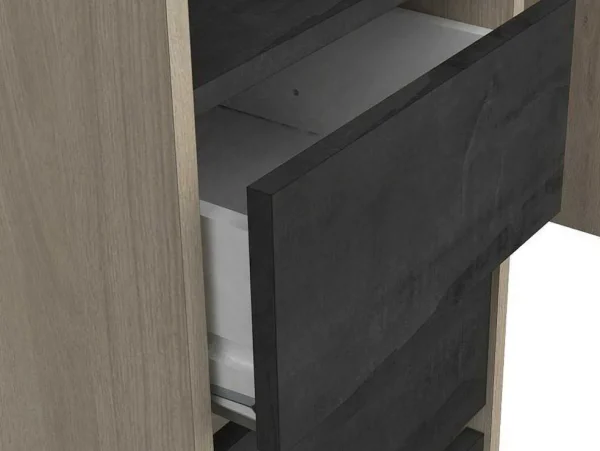 Discount Moduleerbare Kleerkast Hoek Of Recht - L200 Cm - Kleur: Naturel En Zwart - Emilyo Kledingkast