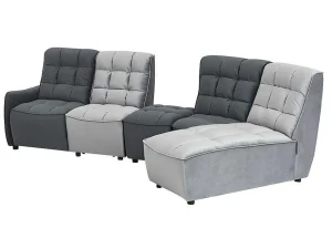 Hot Moduleerbare Relaxhoekbank Van Fluweel - Lichtgrijs En Antraciet - Alford Elektrische Relaxbanken