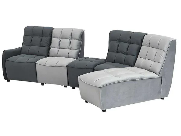 Hot Moduleerbare Relaxhoekbank Van Fluweel - Lichtgrijs En Antraciet - Alford Elektrische Relaxbanken
