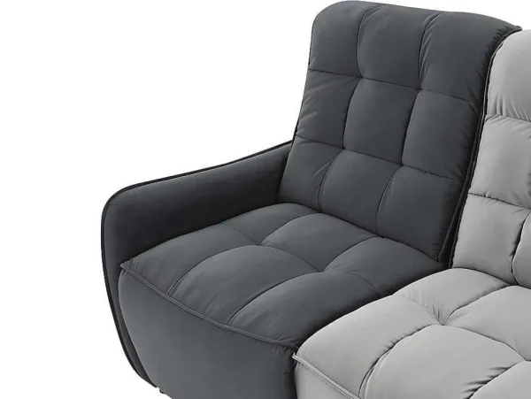 Hot Moduleerbare Relaxhoekbank Van Fluweel - Lichtgrijs En Antraciet - Alford Elektrische Relaxbanken