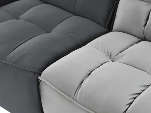 Hot Moduleerbare Relaxhoekbank Van Fluweel - Lichtgrijs En Antraciet - Alford Elektrische Relaxbanken