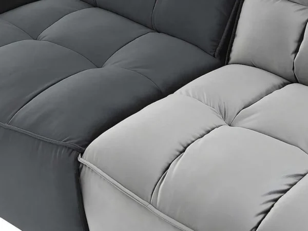 Hot Moduleerbare Relaxhoekbank Van Fluweel - Lichtgrijs En Antraciet - Alford Elektrische Relaxbanken