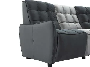 Hot Moduleerbare Relaxhoekbank Van Fluweel - Lichtgrijs En Antraciet - Alford Elektrische Relaxbanken