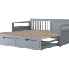 Shop Multifunctioneel Onderschuifbed Van Massief Hout - 2 Laden Op Wielen - Grijs Tweepersoonsbed