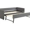 Sale Multifunctioneel Onderschuifbed Met Opklapbed - 90X200 Cm - Linnen Stof - Grijs Tweepersoonsbed