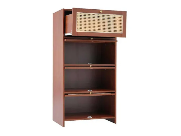 Best Sale Multifunctioneel Rotan Opbergmeubel - 1 Lade En 3 Vakken - Bruin Schoenenkast