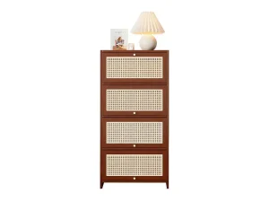 Best Sale Multifunctioneel Rotan Opbergmeubel - 1 Lade En 3 Vakken - Bruin Schoenenkast