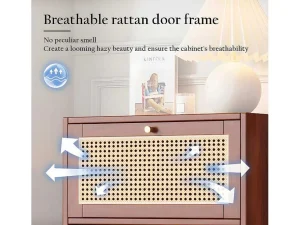 Best Sale Multifunctioneel Rotan Opbergmeubel - 1 Lade En 3 Vakken - Bruin Schoenenkast