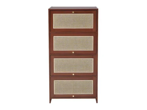 Best Sale Multifunctioneel Rotan Opbergmeubel - 1 Lade En 3 Vakken - Bruin Schoenenkast