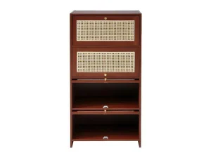 Best Sale Multifunctioneel Rotan Opbergmeubel - 1 Lade En 3 Vakken - Bruin Schoenenkast