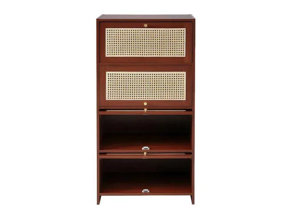 Best Sale Multifunctioneel Rotan Opbergmeubel - 1 Lade En 3 Vakken - Bruin Schoenenkast