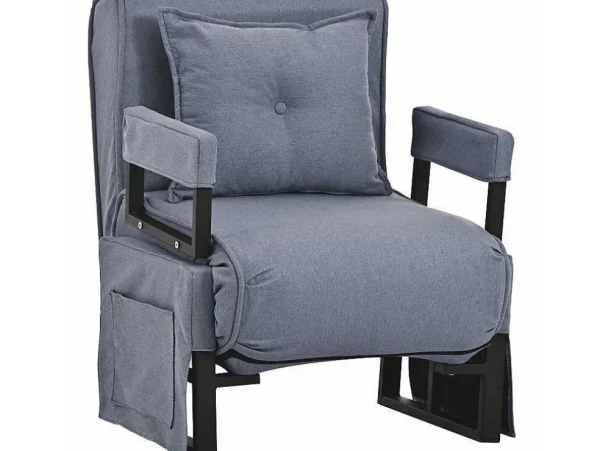Cheap Multifunctionele Ligstoel Met Kussen - Om Te Bouwen Tot Fauteuil - Linnen Stof - Grijs Uitklapbare Fauteuil