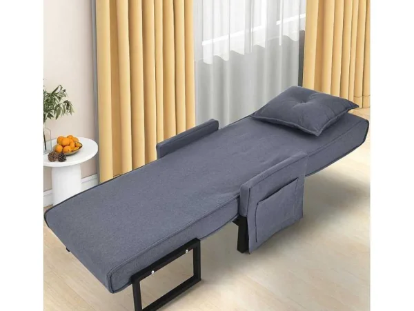 Cheap Multifunctionele Ligstoel Met Kussen - Om Te Bouwen Tot Fauteuil - Linnen Stof - Grijs Uitklapbare Fauteuil