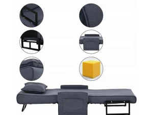 Cheap Multifunctionele Ligstoel Met Kussen - Om Te Bouwen Tot Fauteuil - Linnen Stof - Grijs Uitklapbare Fauteuil
