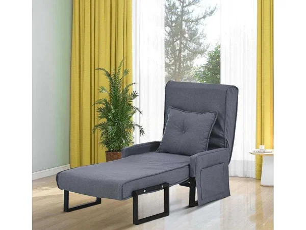Cheap Multifunctionele Ligstoel Met Kussen - Om Te Bouwen Tot Fauteuil - Linnen Stof - Grijs Uitklapbare Fauteuil