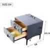Hot Nachtkastje Bekleed Met Fluweel En Mdf - 2 Lades - Metalen Poten - Grijs Nachtkastje