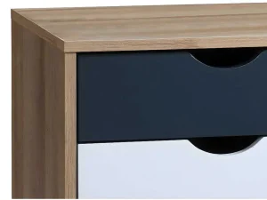 Discount Nachtkastje Met 3 Lades - Kleur: Naturel, Wit En Marineblauw - Lurvia Kindermeubel