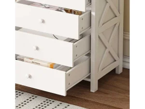 Clearance Nachtkastje Met 4 Lades - Spaanplaat - Wit Nachtkastje