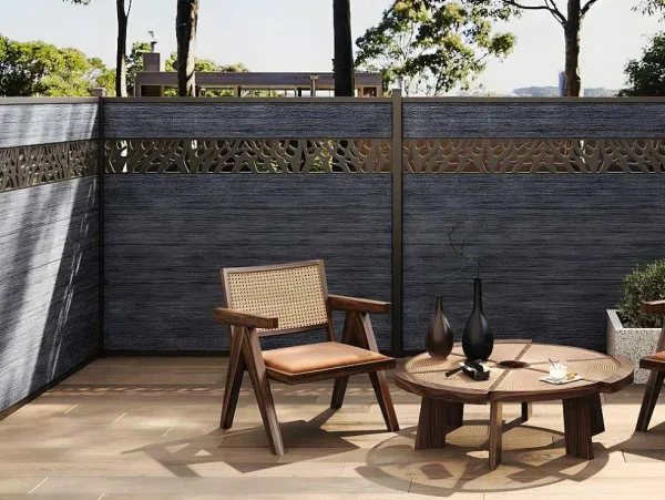 Shop Omheining H181 Cm - Set Van 7 Latten In Composiet Met Motief + 2 Antraciet Palen - Enola Afscherming En Omheining