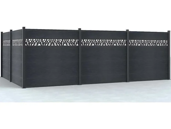 Shop Omheining H181 Cm - Set Van 7 Latten In Composiet Met Motief + 2 Antraciet Palen - Enola Afscherming En Omheining