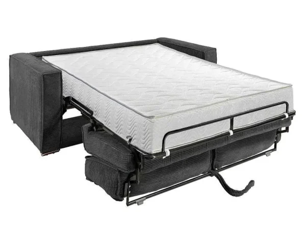 Outlet Omkeerbare Driezits-Express-Slaapbank Van Antracietkleurig Ribfluweel - Bed 140 Cm - Matras 22 Cm Loreto Slaapbank Met Matras