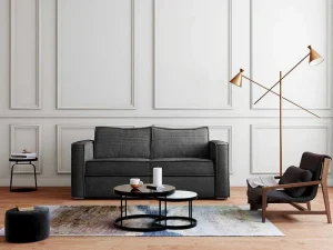 Outlet Omkeerbare Driezits-Express-Slaapbank Van Antracietkleurig Ribfluweel - Bed 140 Cm - Matras 22 Cm Loreto Slaapbank Met Matras