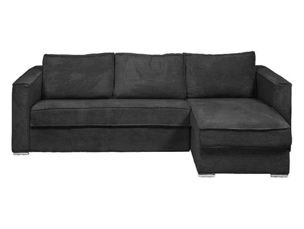 New Omkeerbare Express-Hoekslaapbank Van Antracietgrijs Ribfluweel - Bed Met Brede Latten 140 Cm - Matras 14 Cm Loreto Speciale Modellen Zitbanken & Fauteuils