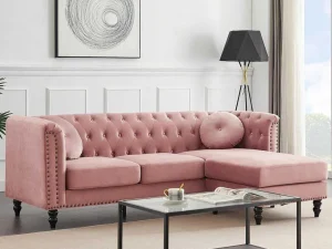 Sale Omkeerbare Hoekbank Van Oud Roze Velours Turner Hoekbank