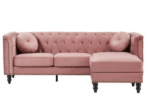 Sale Omkeerbare Hoekbank Van Oud Roze Velours Turner Hoekbank