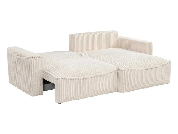 Store Omkeerbare Hoekslaapbank Van Beige Ribfluweel Met Brede Ribbels Asturio Vierzitsbank