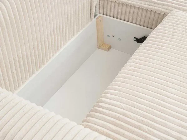 Store Omkeerbare Hoekslaapbank Van Beige Ribfluweel Met Brede Ribbels Asturio Vierzitsbank