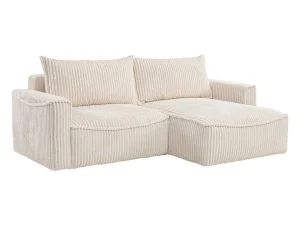 Store Omkeerbare Hoekslaapbank Van Beige Ribfluweel Met Brede Ribbels Asturio Vierzitsbank