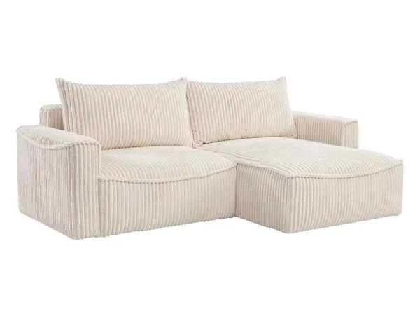 Store Omkeerbare Hoekslaapbank Van Beige Ribfluweel Met Brede Ribbels Asturio Vierzitsbank