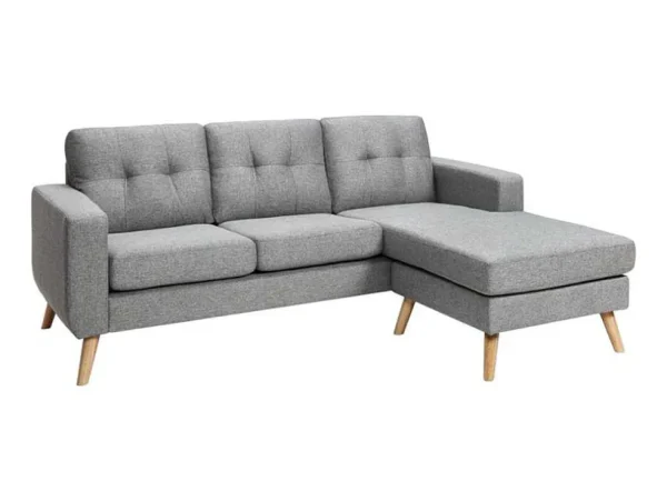 Fashion Omkeerbare Hoekzitbank Van Stof Bartolome - Gechineerd Grijs Scandinavisch