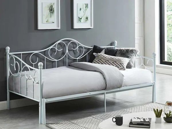 Online Onderuitschuifbed Sebille - Metaal - 90 X 200 Cm - Wit Bed Met Slaaplade
