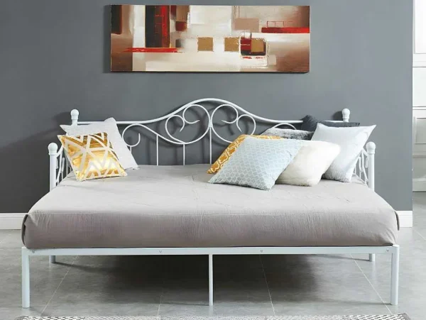 Online Onderuitschuifbed Sebille - Metaal - 90 X 200 Cm - Wit Bed Met Slaaplade