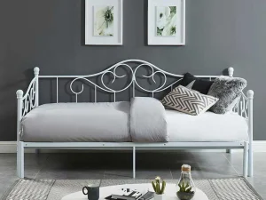 Online Onderuitschuifbed Sebille - Metaal - 90 X 200 Cm - Wit Bed Met Slaaplade
