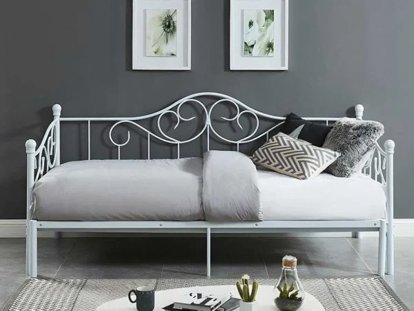 Online Onderuitschuifbed Sebille - Metaal - 90 X 200 Cm - Wit Bed Met Slaaplade
