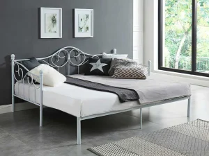 Online Onderuitschuifbed Sebille - Metaal - 90 X 200 Cm - Wit Bed Met Slaaplade