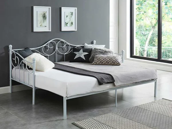 Online Onderuitschuifbed Sebille - Metaal - 90 X 200 Cm - Wit Bed Met Slaaplade