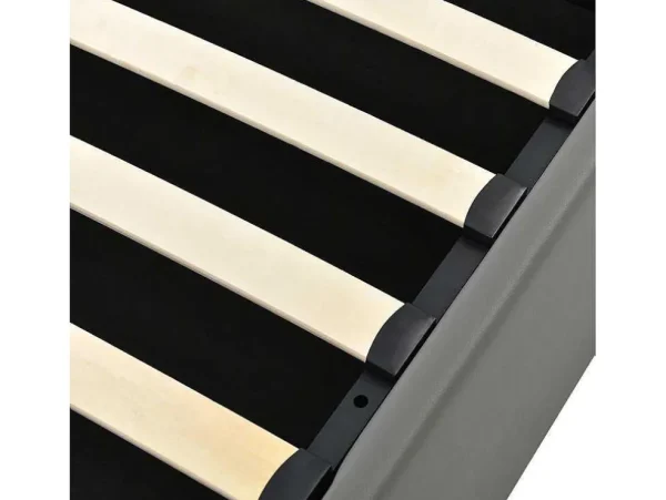 Best Sale Opbergbed 140X200Cm In Kunstleer Met Led + Lattenbodem - Grijs Aanbiedingen: Slaapkamer & Kantoor