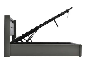 Best Sale Opbergbed 140X200Cm In Kunstleer Met Led + Lattenbodem - Grijs Aanbiedingen: Slaapkamer & Kantoor