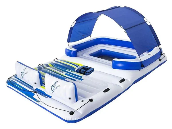 Online Opblaaseiland Met Afneembaar Zonnescherm - 373 X 264 Cm - Azulio Van Watersport