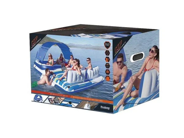 Online Opblaaseiland Met Afneembaar Zonnescherm - 373 X 264 Cm - Azulio Van Watersport