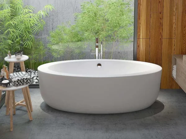 Best Ovaal Losstaand Bad - 251L - 185 X 90 X 58 Cm - Wit - Acryl - Marmati Vrijstaand Bad
