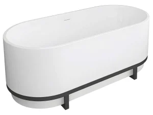 Cheap Ovaal Vrijstaand Bad Met Metalen Decoratie - 230 L - 160 X 75 X 60 Cm - Wit - Acryl - Pleco Vrijstaand Bad
