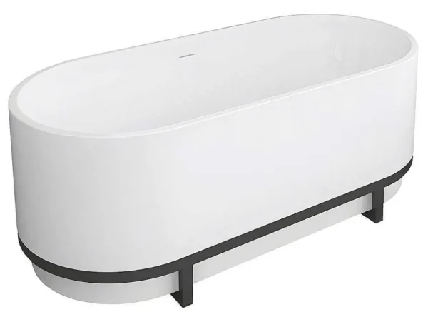 Cheap Ovaal Vrijstaand Bad Met Metalen Decoratie - 230 L - 160 X 75 X 60 Cm - Wit - Acryl - Pleco Vrijstaand Bad
