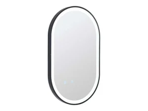 Discount Ovale Badkamerspiegel Met Verlichting Dampwerend Met Zwarte Lijst 60 X 90 Cm Alarico Accessoires & Spiegels