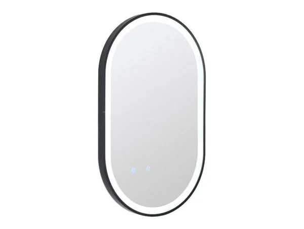 Discount Ovale Badkamerspiegel Met Verlichting Dampwerend Met Zwarte Lijst 60 X 90 Cm Alarico Accessoires & Spiegels